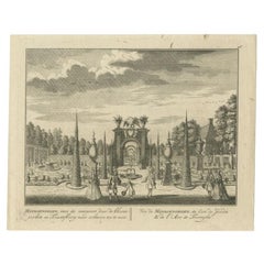 Grabado antiguo del Esate "Meergenoegen" de Stoopendaal, 1725