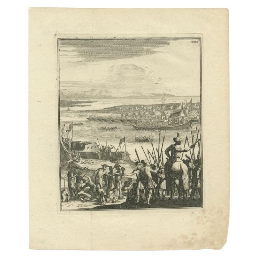 Antique Print of the Meeting Near Baliapal by Schouten, 1775 For Sale