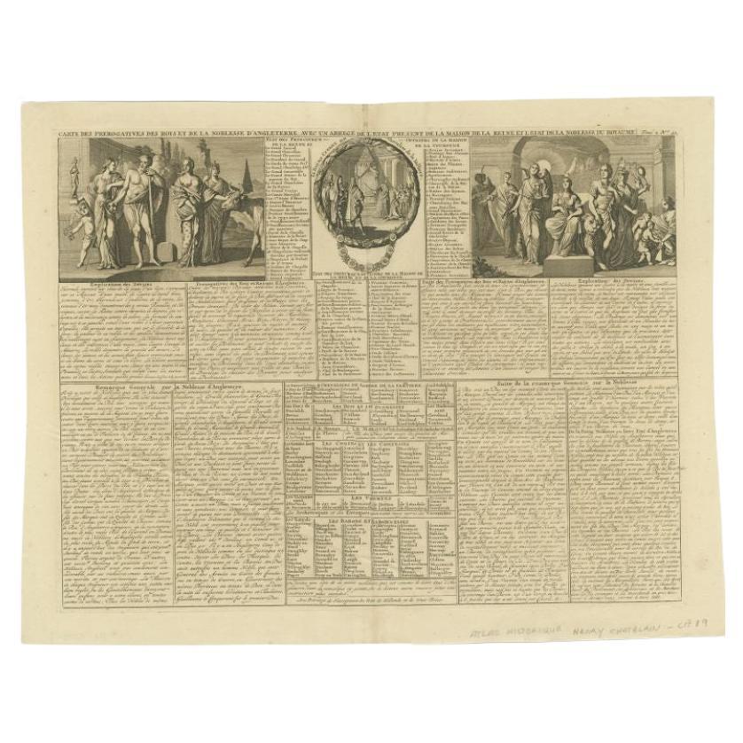 Antique Print of the Monarchy and Nobles of Great Britain by Chatelain, c.1720 For Sale
