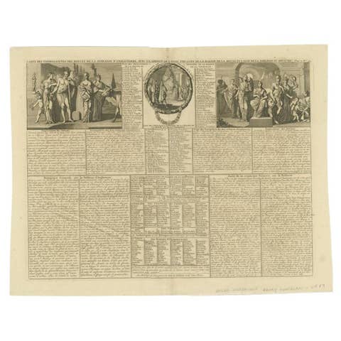 Antique Print of the Monarchy and Nobles of Great Britain by Chatelain, c.1720