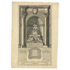 Antique Print of the Monument to Pope Paul iii Located in the Vatican, c.1710