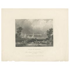 Antique Print of the Monuments on the Site of the Battle of Waterloo 'c.1840'