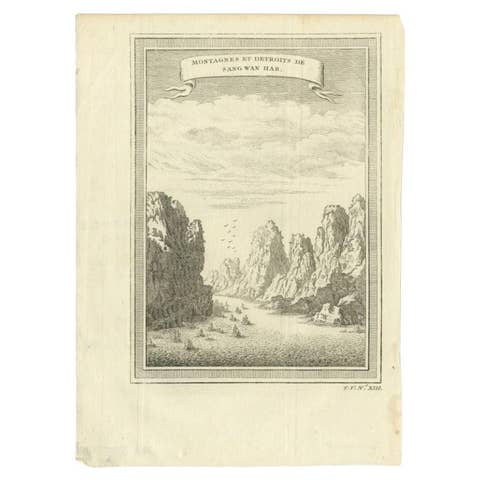 Antique Print of the Mountains and Strait of Sang Wan Hab by Prévost, 1746