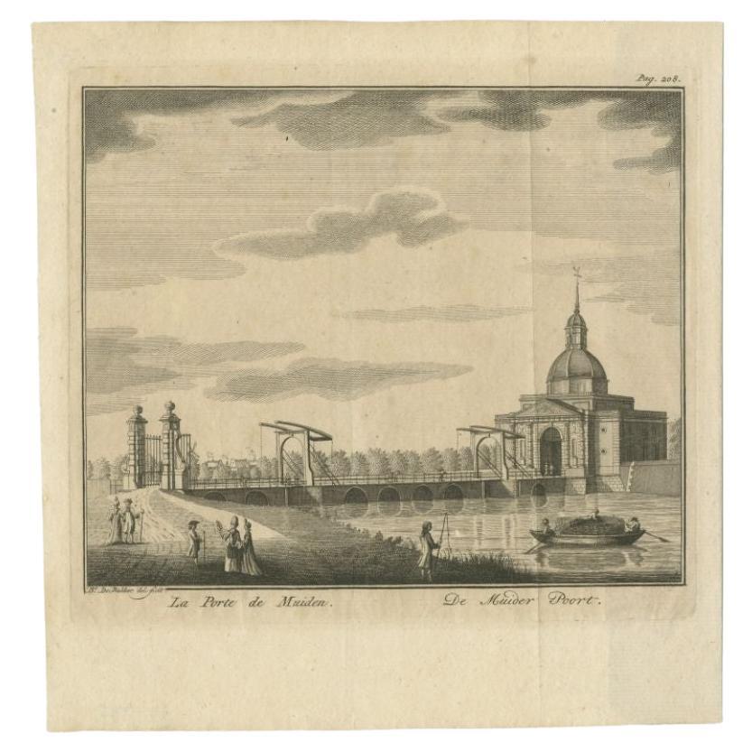 Antique Print of the Muiderpoort by Bakker, c.1772 For Sale