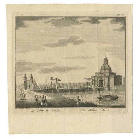 Antique Print of the Muiderpoort by Bakker, c.1772
