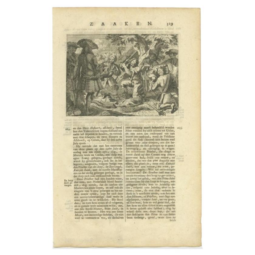 Antique Print of the Murder of Kaitsjili Saidi by Valentijn, 1726 For Sale