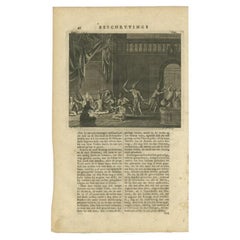 Antique Print of the Murder of Kings in Cambodia while Playing Cards, 1726