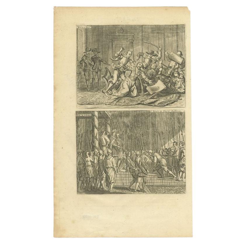Antique Print of the Murder of Sebald de Weert, c.1730 For Sale