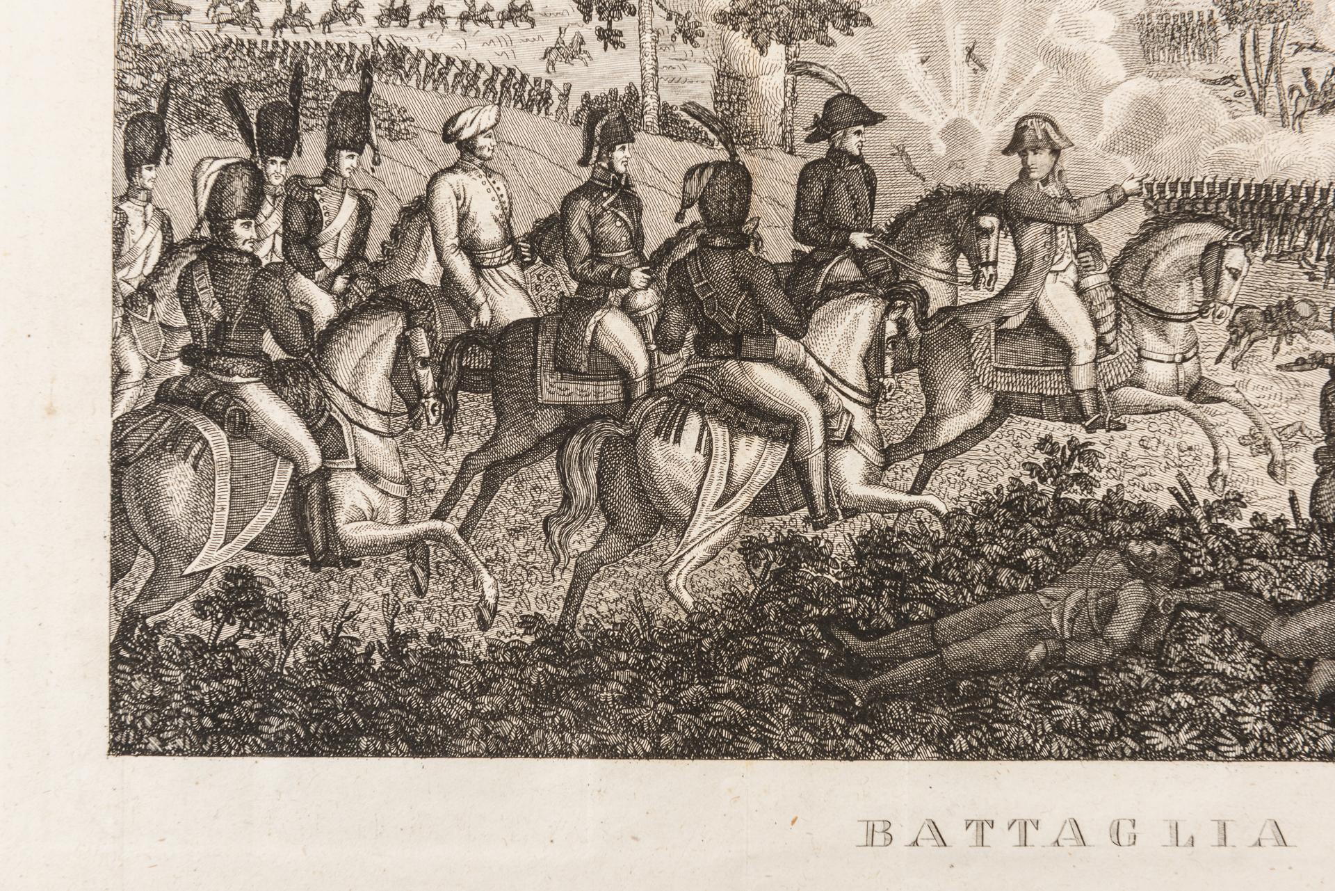 Francese Stampa antica della battaglia napoleonica di Marengo