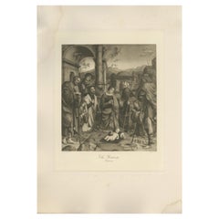 Antiker antiker Druck der „Nativity“, hergestellt nach Frankreich, um 1890
