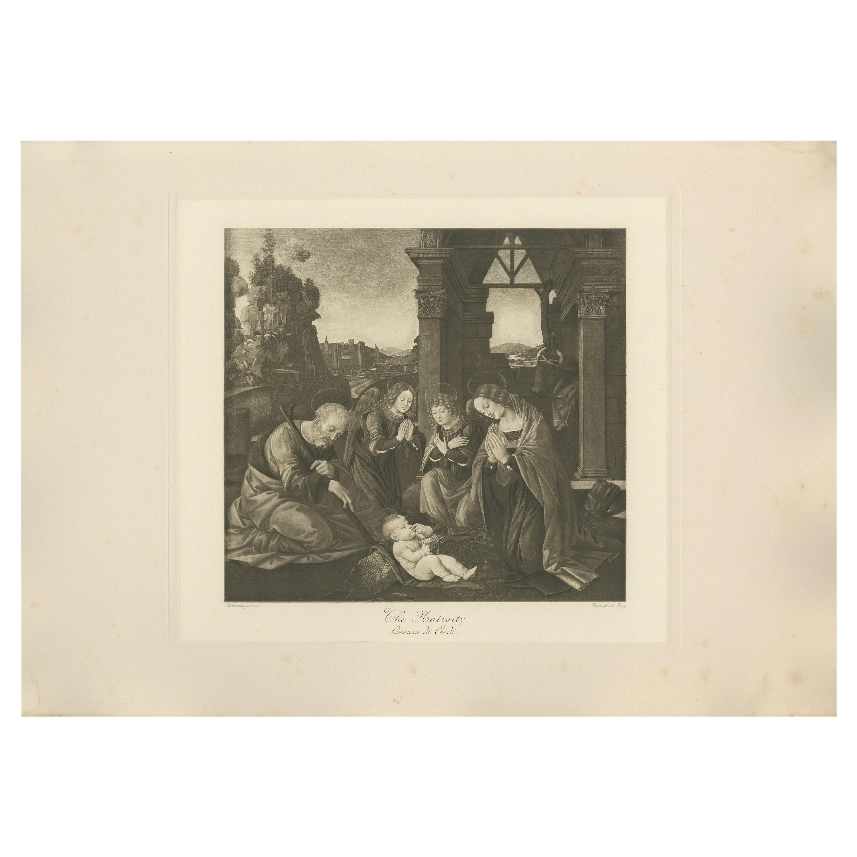Antique Print of 'The Nativity' made after Lorenzo di Credi 'c.1890' For Sale