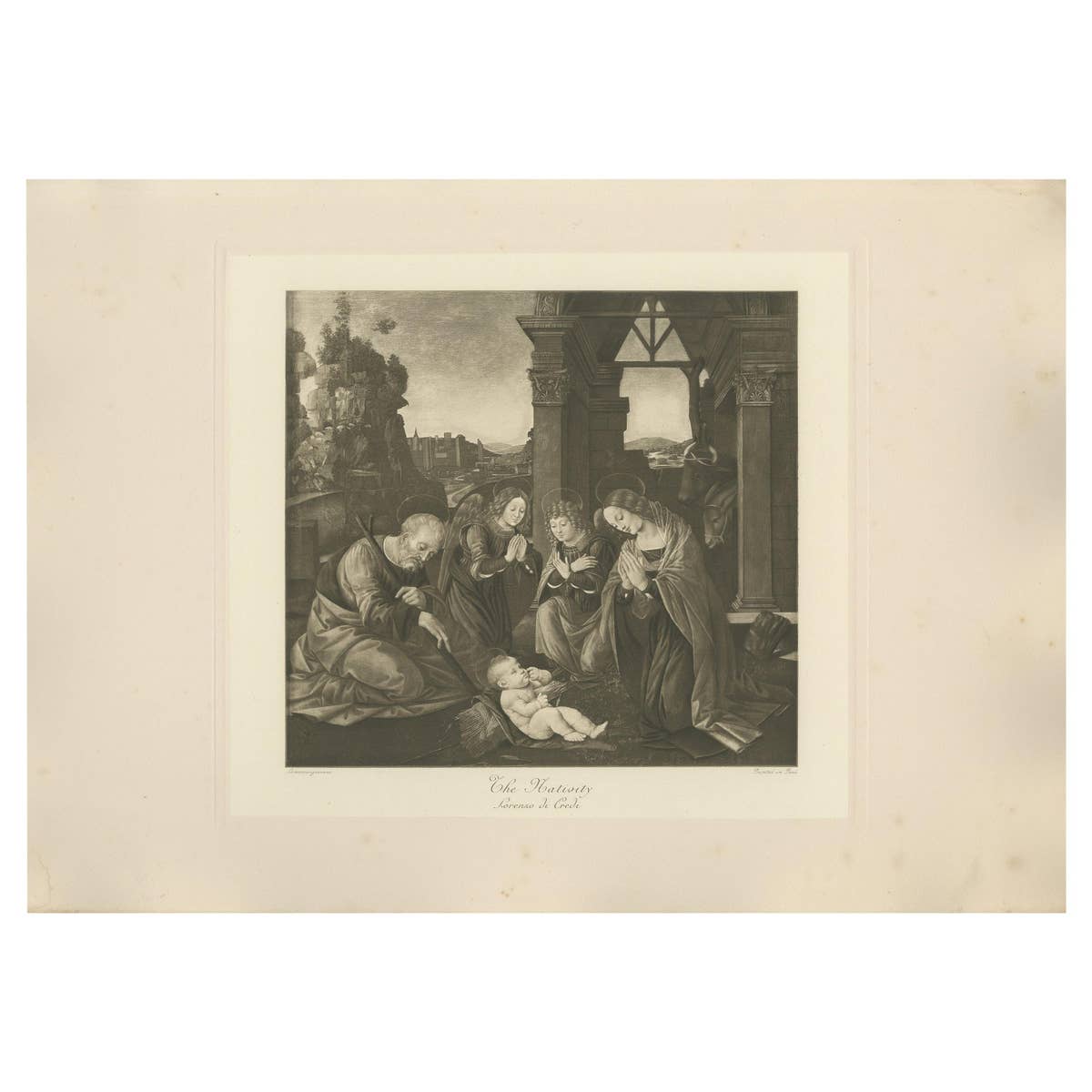 Antique Print of 'The Nativity' made after Lorenzo di Credi 'c.1890'