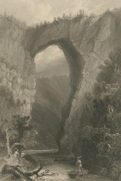 Antique Print of the Natural Bridge of Viriginia, circa 1860