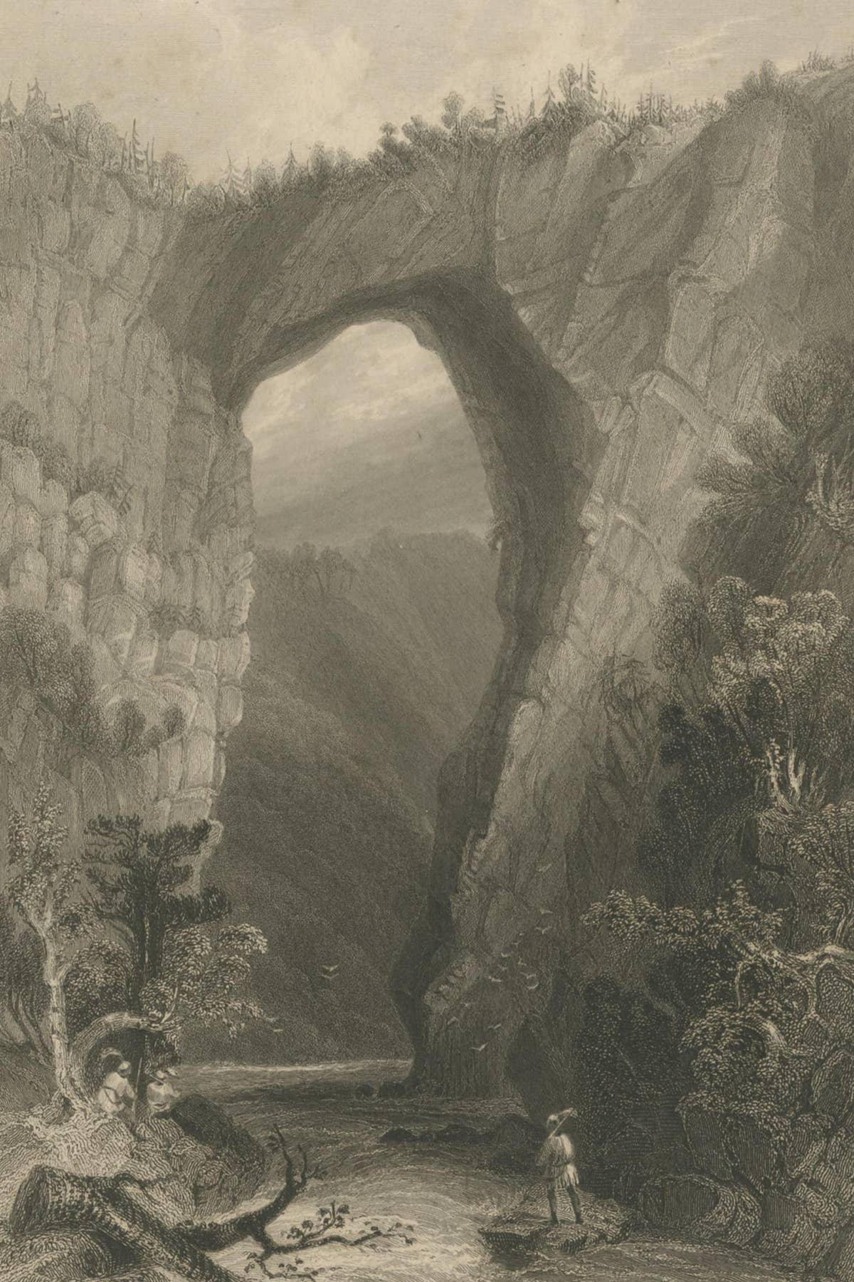 Antique Print of the Natural Bridge of Viriginia, circa 1860