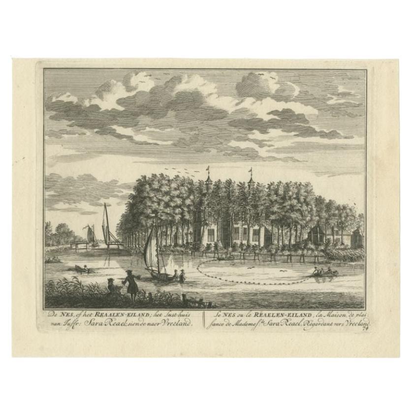 Antique Print of the Nes or Realeneiland by Stoopendaal, 1719 For Sale