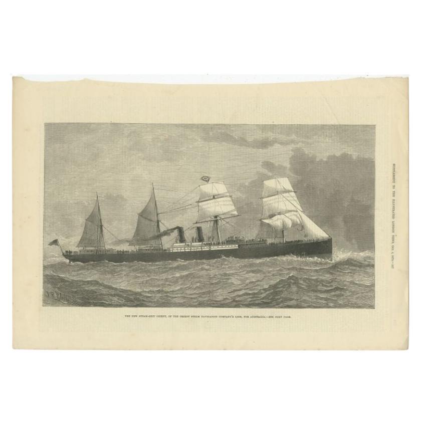 Antique Print of the New Steamship 'Orient', 1879