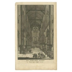 Antique Print of the 'Nieuwe Kerk' Church of Amsterdam by Goeree, 1765