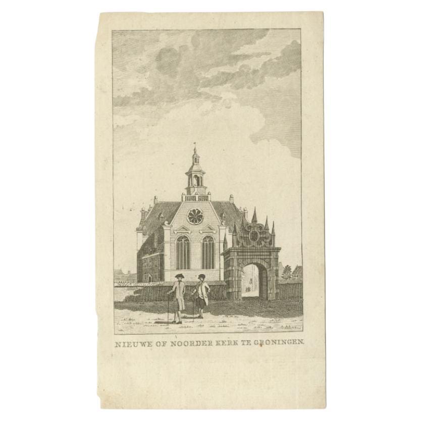 Antique Print of the 'Nieuwe Kerk' in Groningen by Tirion, 1790 For Sale
