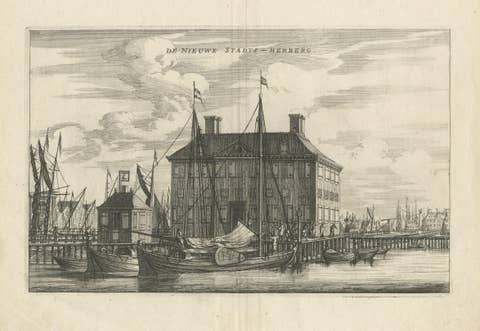 Antique Print of the 'Nieuwe Stadsherberg' by Dapper, c.1663
