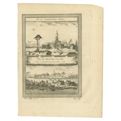 Antique Print of the Ob River and Villages in Siberia, Russia, 1768