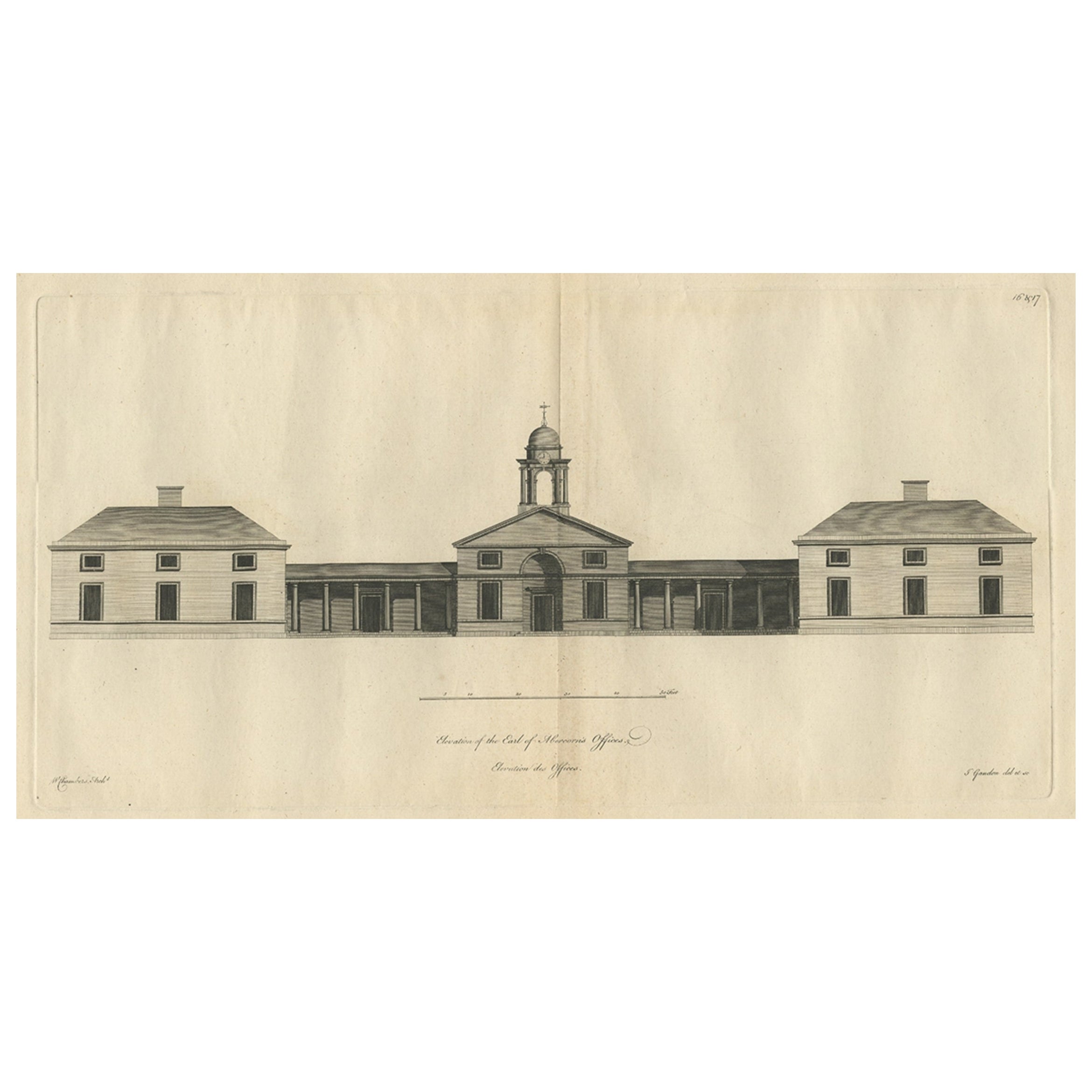 Impression ancienne du bureau du comte d'Aberdecorn en Irlande ou en Écosse, 1770