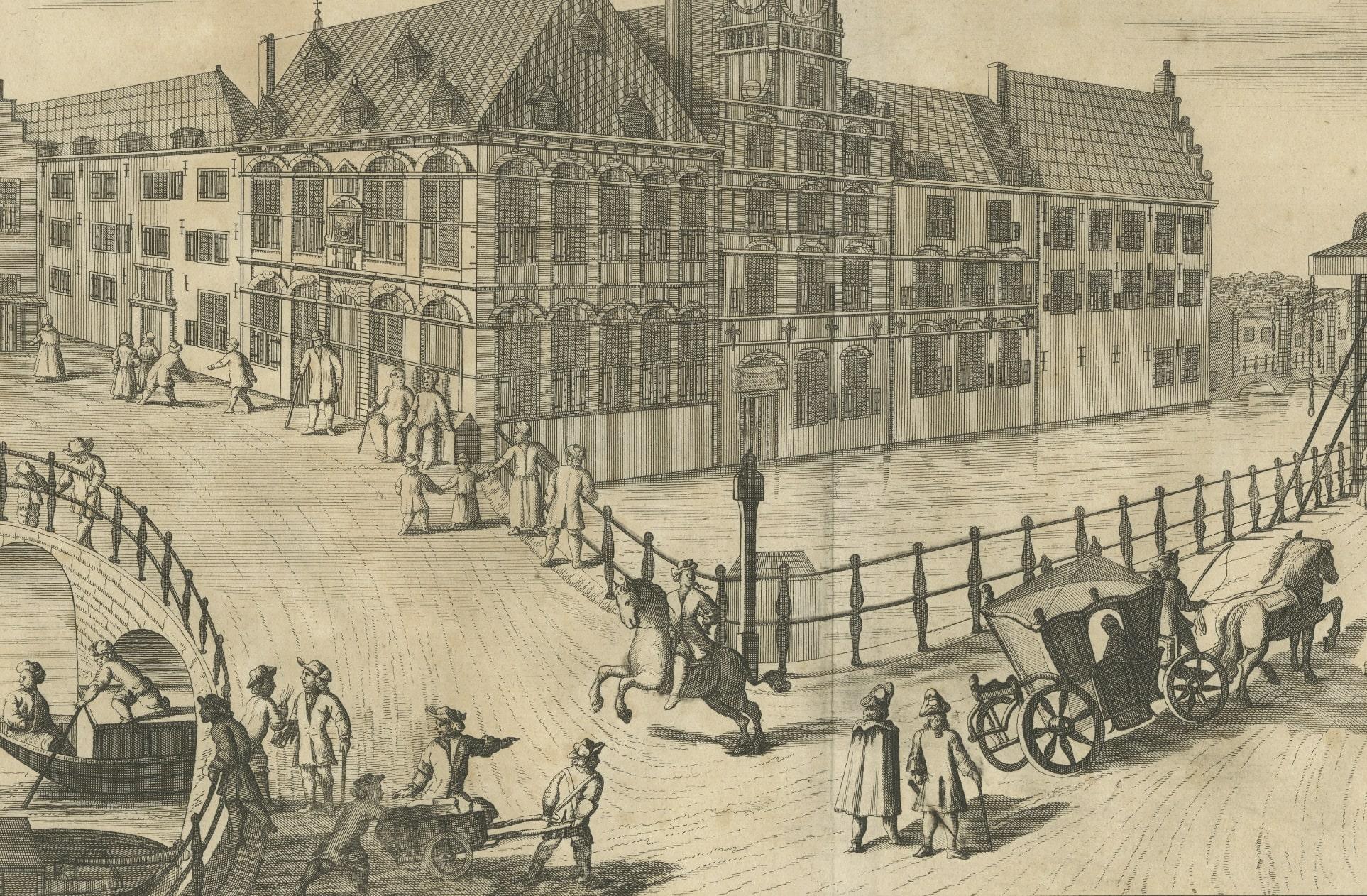 XVIIIe siècle Impression ancienne de la vieille maison parisienne des femmes et des enfants, La Haye en vente