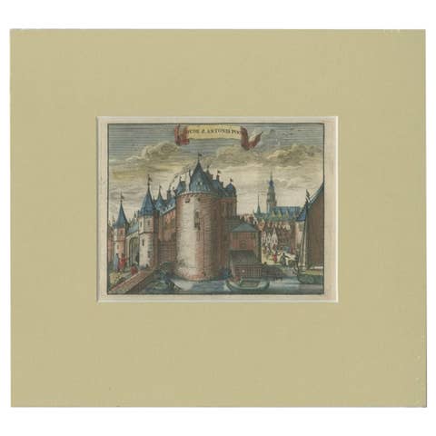 Antique Print of the 'Old Saint Anthony's Gate' in Amsterdam by Commelin, 1726