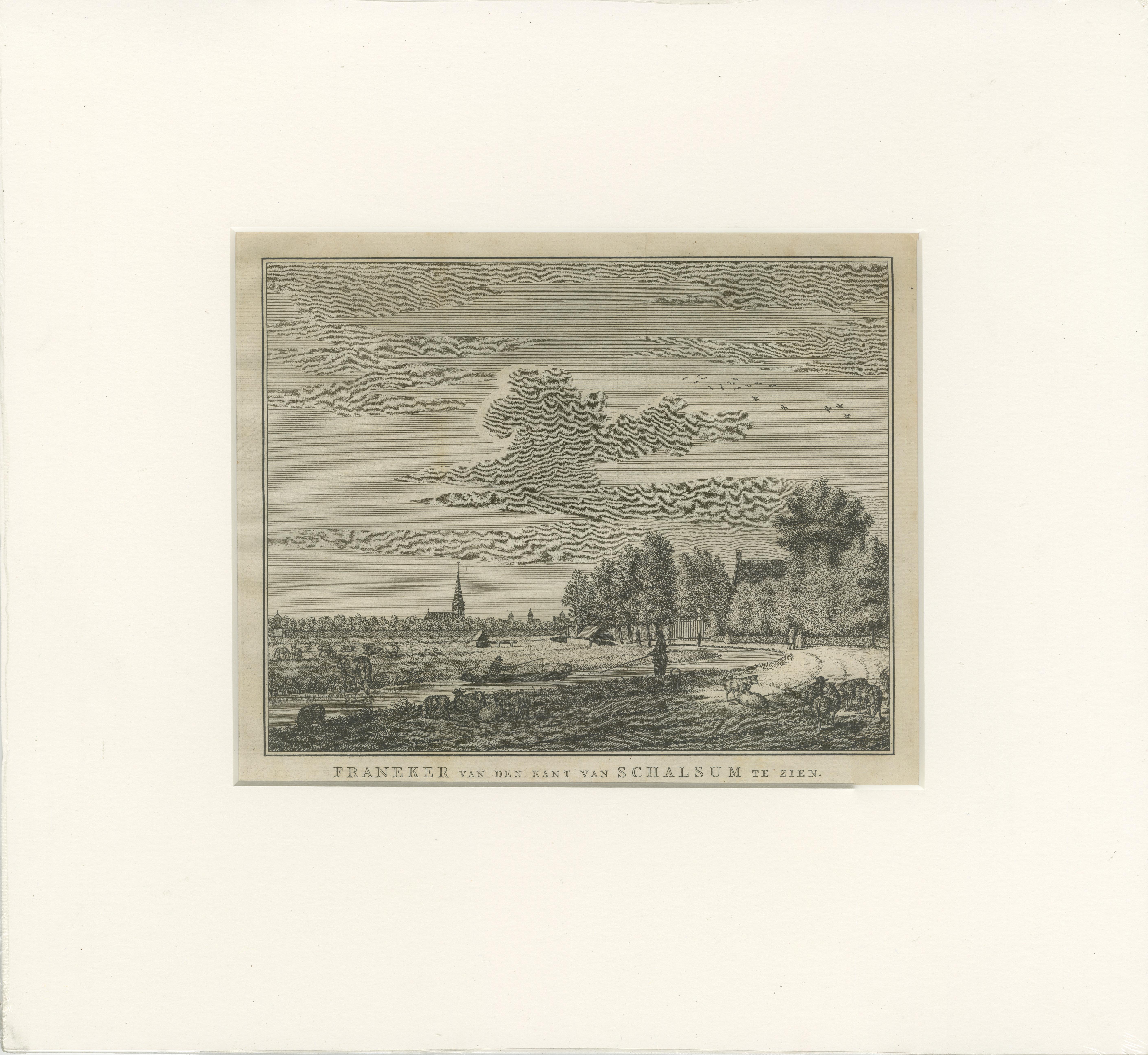 18th Century and Earlier Antique Print of the Old University Town Franeker in the Netherlands '1786' For Sale