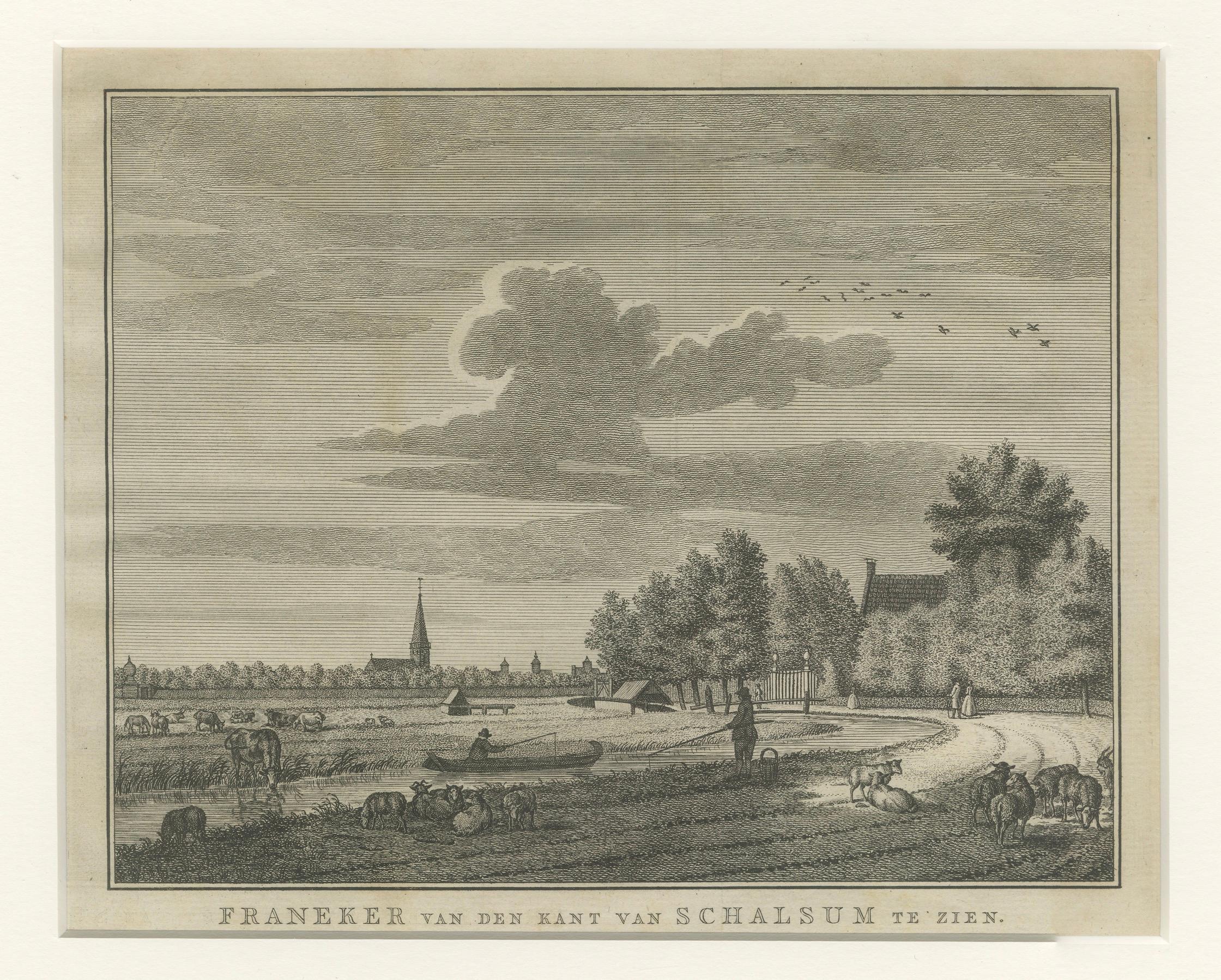 Paper Antique Print of the Old University Town Franeker in the Netherlands '1786' For Sale