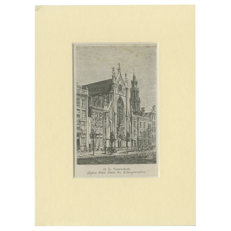 Stampa antica della 'Onze-lieve-vrouwekerk' ad Amsterdam, 1900 ca.