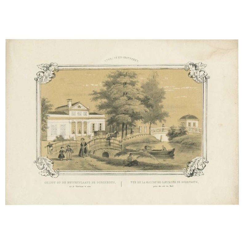 Antiker Druck des Nachlassss „Oorsprong“ in Utrecht von Huygens, um 1860
