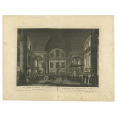 Antiker antiker Druck des „Oosterkerk“ in Amsterdam von Fouquet, 1783