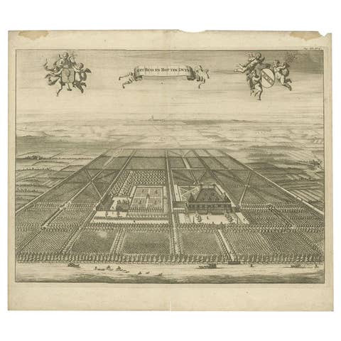 Antique Print of the Oostkapelle Estate by Smallegange, 1696