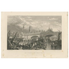 Antique Print of the Opening of the London Bridge by Virtue, 1858