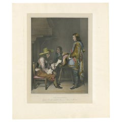 Antiker antiker Druck des Ordens nach Gabriel Metsu, um 1860