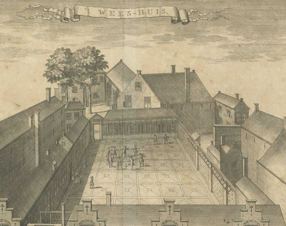 Antique Print of the Orphanage in the Hague in the Netherlands