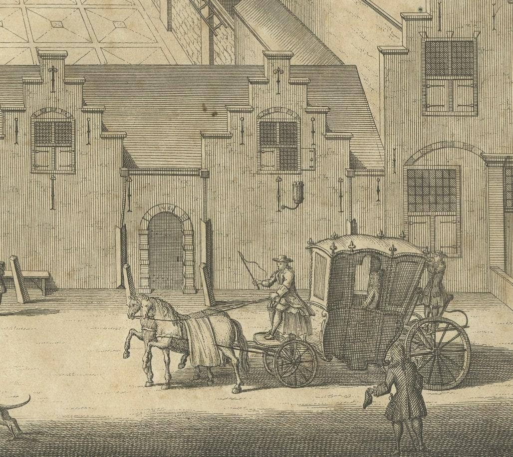 Antique Print of the Orphanage in the Hague in the Netherlands