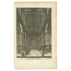Antiker antiker Druck der „Oude Kerk“ in Amsterdam von Goeree, 1765