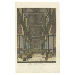 Antiker antiker Druck der „Oude Kerk“ in Amsterdam von Goeree, 1765