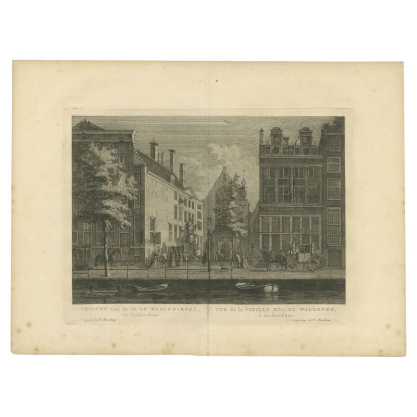 Impression ancienne de l'« Oude Walenkerk » à Amsterdam par Maaskamp, 1805