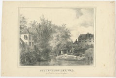 Antique Print of the Outer City Wall of Utrecht City in the Netherlands, c 1830