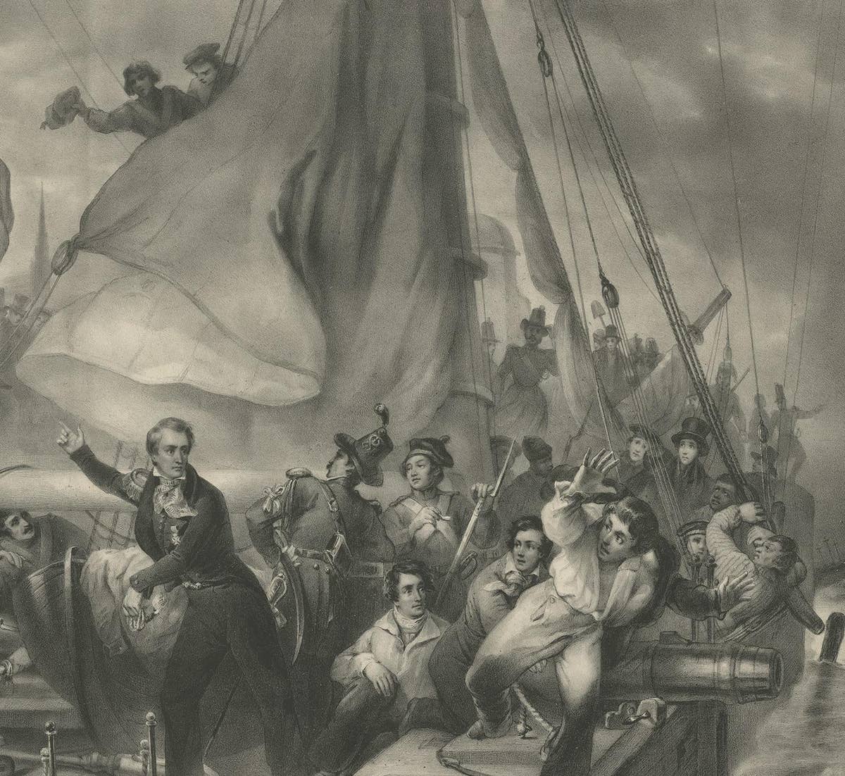 Antique Print of the Overrun of Jan Van Speijk's Gunboat by Madou 'circa 1831'