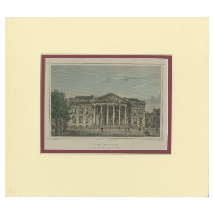 Impression ancienne du Palais de justice de Leeuwarden par Terwen, 1858