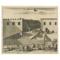 Impression ancienne du palais de Pontius Pilatus à Jérusalem, 1677