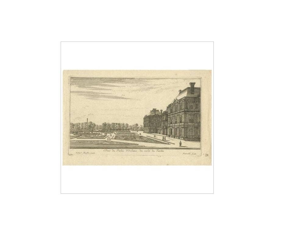 Antique Print of the Palais d'Orléans ‘Paris, France’ by G. Perrelle, circa 1660