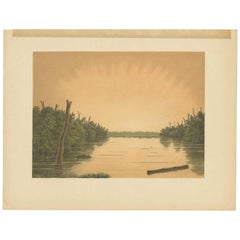 Impression ancienne des lacs de Paminger « Borneo » par M.T.H. Perelaer, 1888
