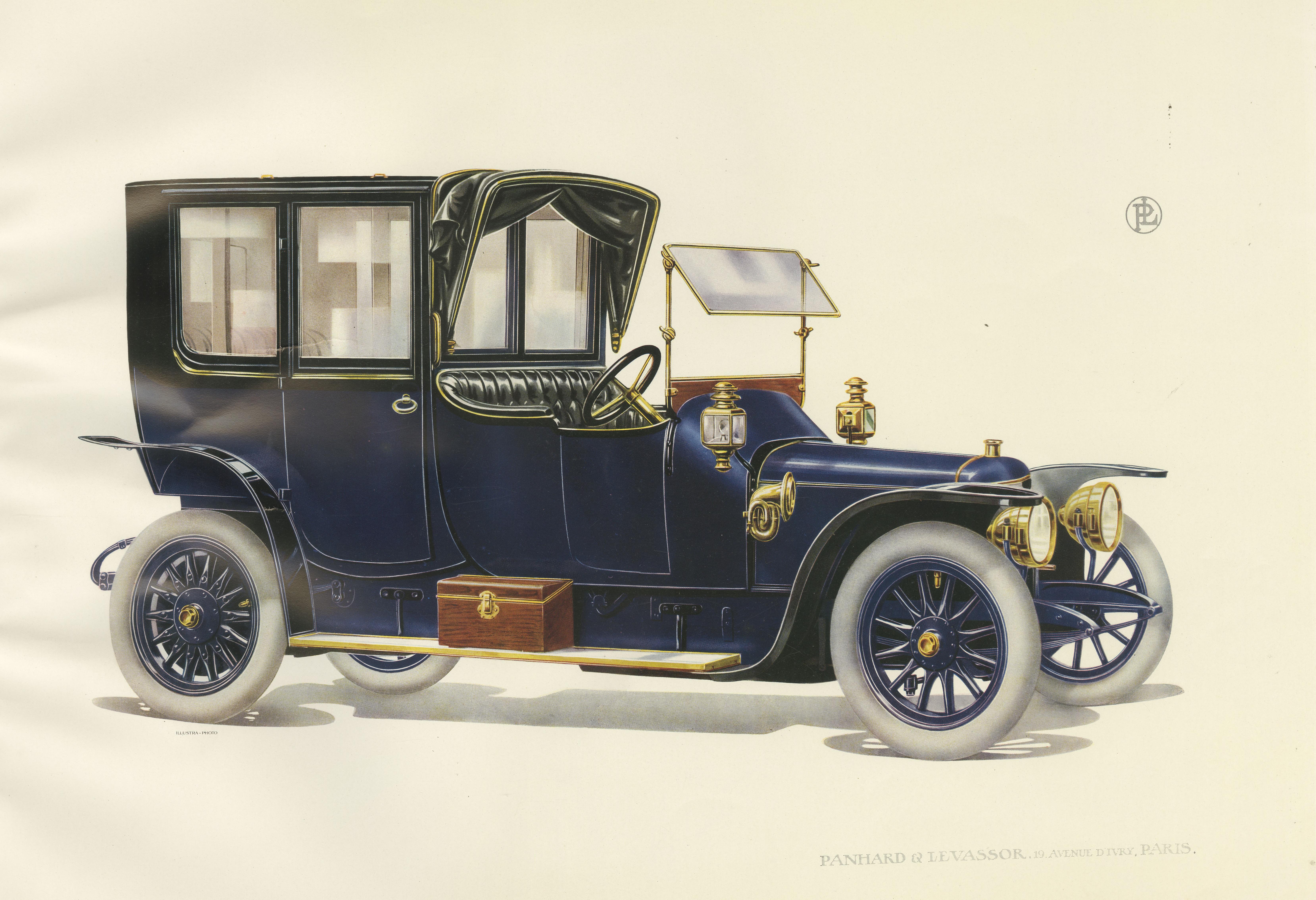 Antique Print of the Panhard et Levassor Coupe Avant Torpedo Car In Good Condition For Sale In Langweer, NL