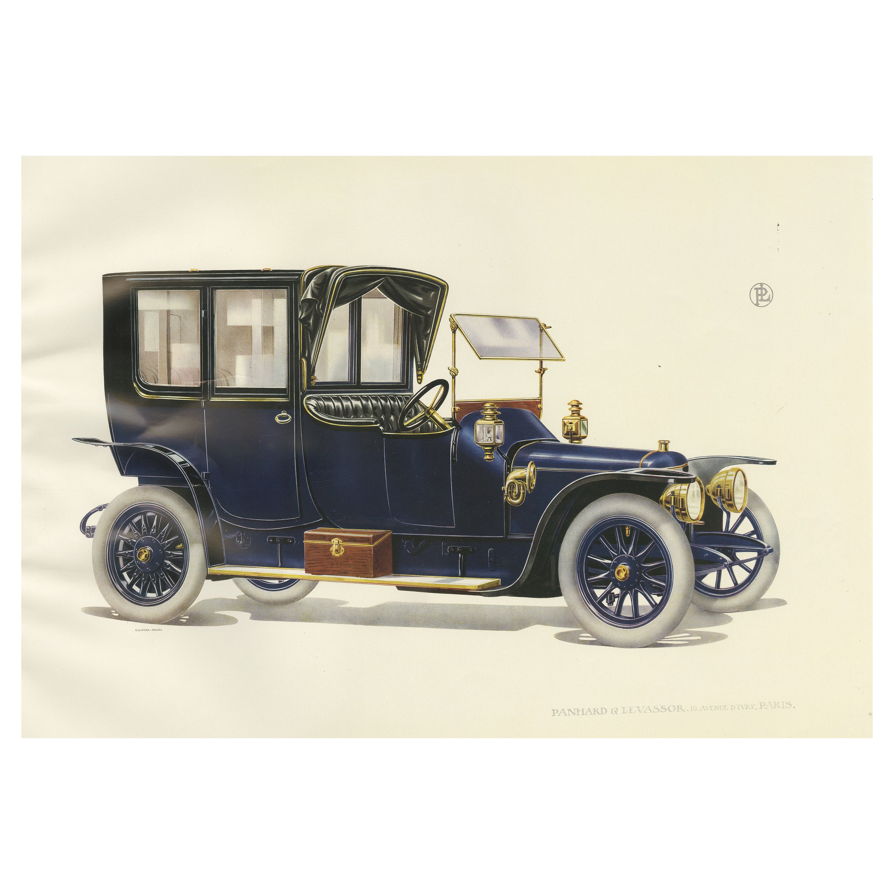 Antiker Druck des Panhard et Levassor Coupe Avant-Torpedo-Autos
