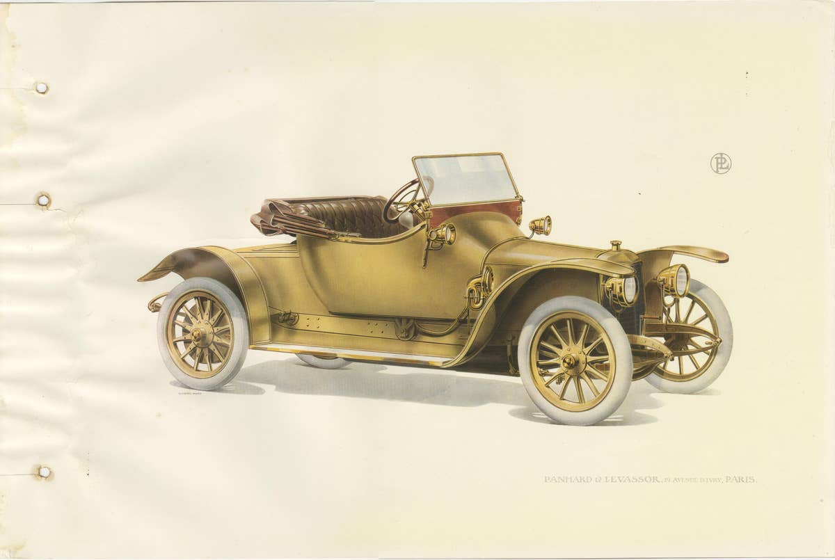 Original Antique Print of the Panhard Et Levassor Deux Bauqets Car, 1914