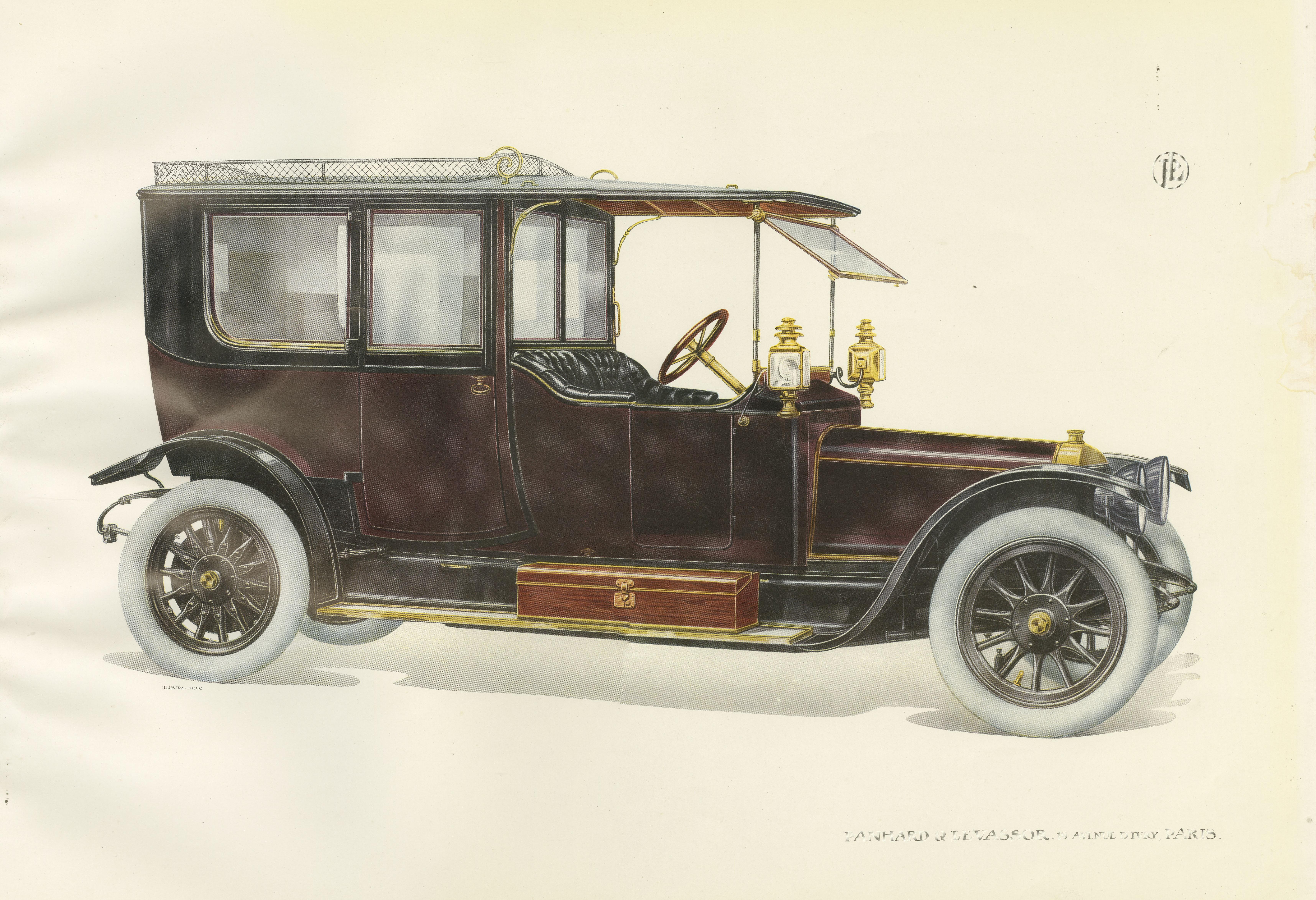 Antiker Druck des Panhard et Levassor Limousine-Autos mit Limousine-Druck, 1914 im Zustand „Gut“ im Angebot in Langweer, NL